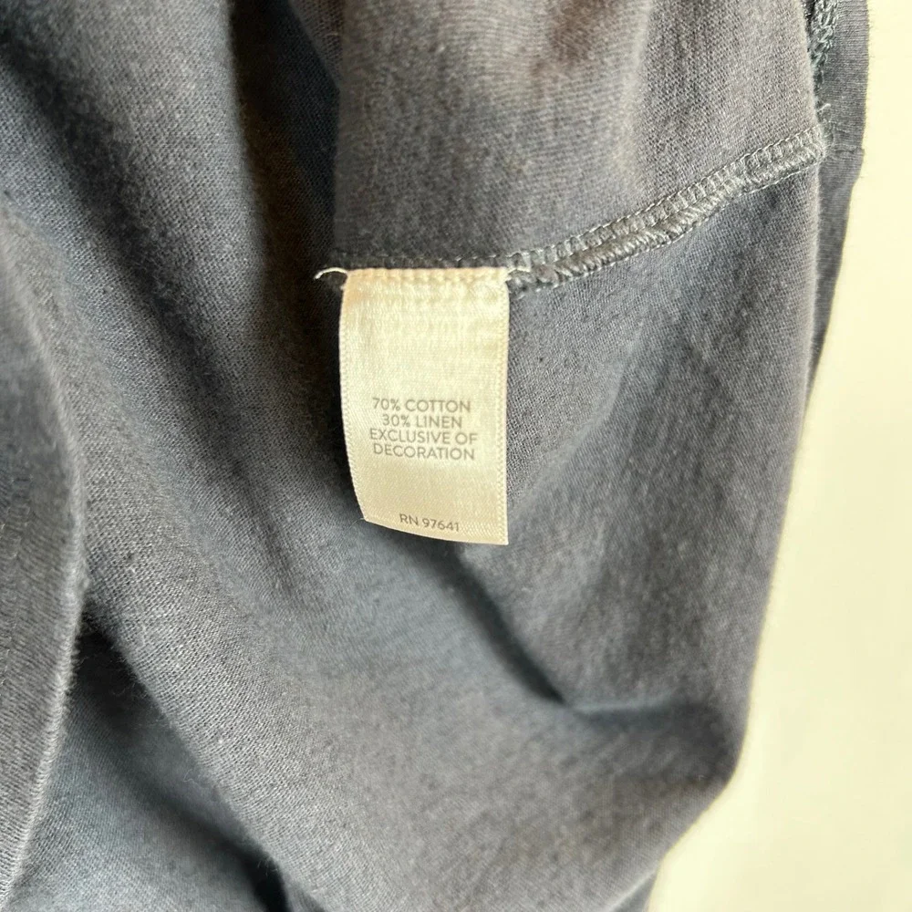 Pure Jill J Jill Embroidered V Neck Top Gray Linen Cotton Blend Women's L - Picture 4 of 12